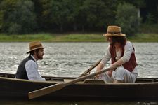 Two men in a boat: Guillaume Canet as Zola and Guillaume Gallienne as Cézanne 